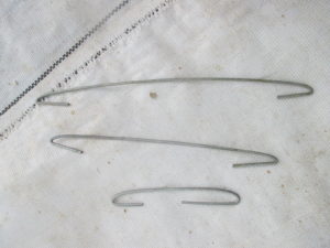 Figure 2. Self-made hooks at 4-inch, 8-inch and 12-inch length. 