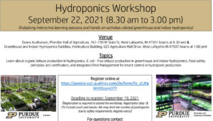 Please join us for the Purdue Hydroponics Workshop
