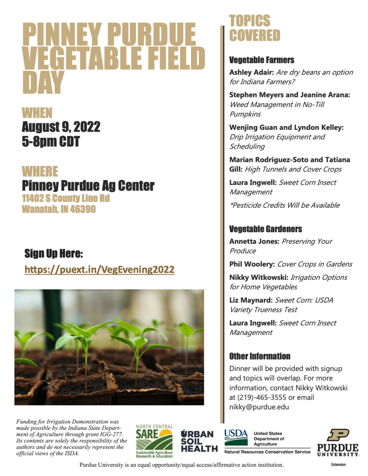 Pinney Purdue Vegetable Field Day Aug. 9, 2022 Purdue University