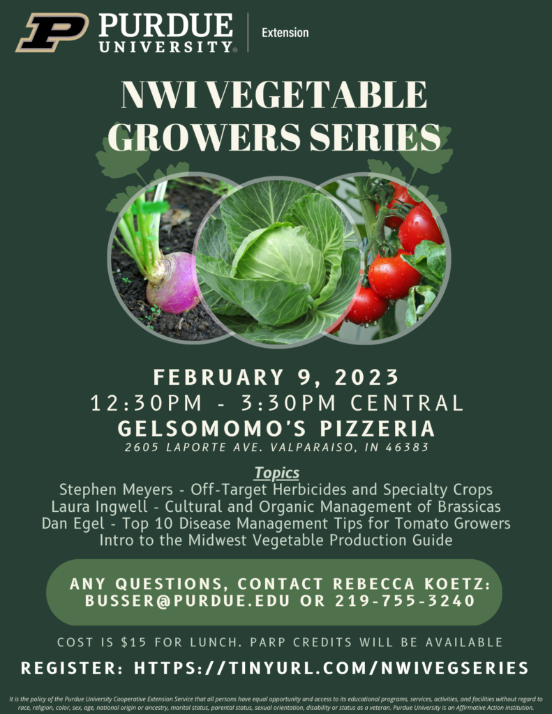 Flyer for Feb. 9 afternoon vegetable program.