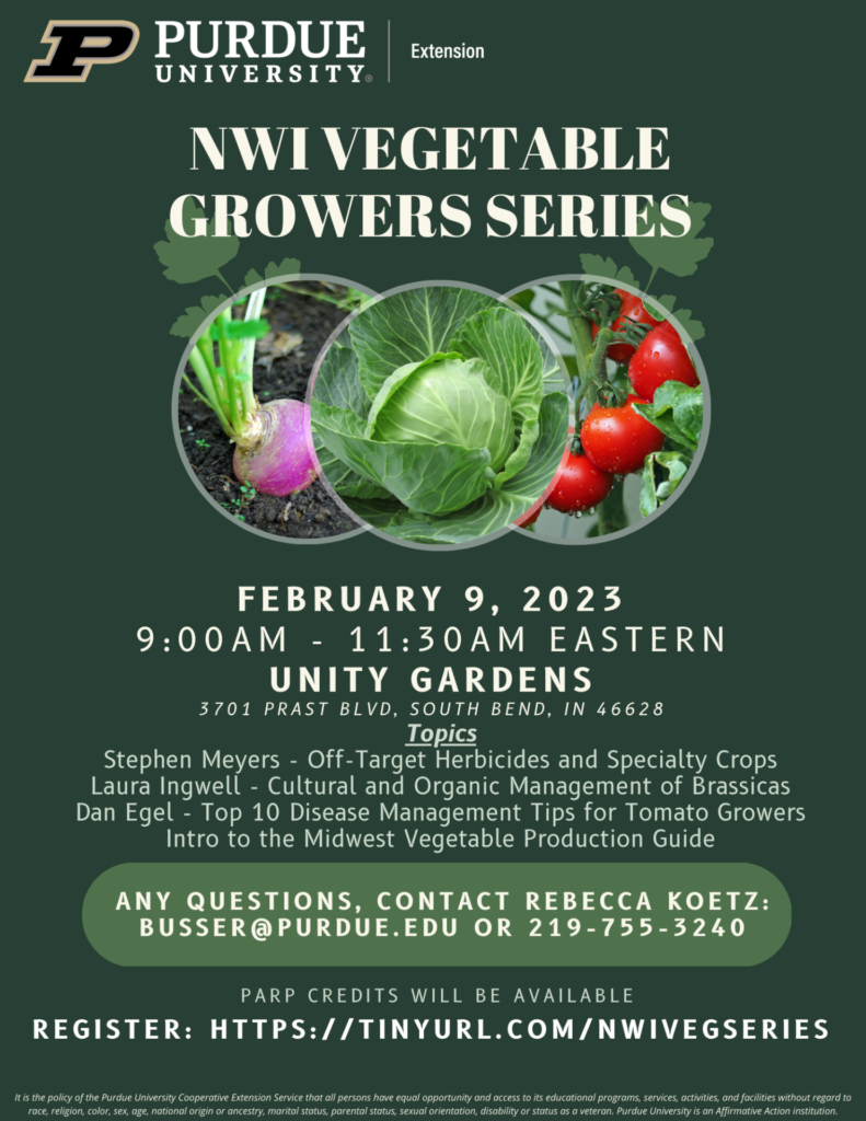 Flyer for Feb 9 morning vegetable program 