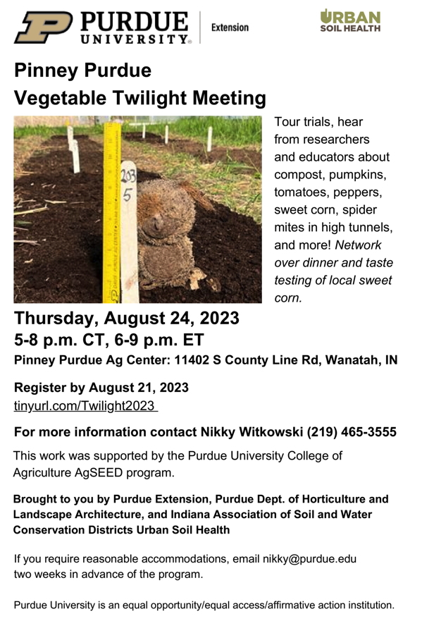 Pinney Purdue Vegetable Twlight Meeting Aug 24 2023 - flyer