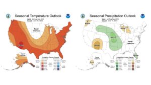 CPC seasonal temperature and precipitation outlooks for the United States