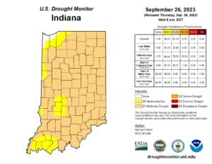 U.S. Drought Monitor conditions for data collected through Tuesday, September 26, 2023.