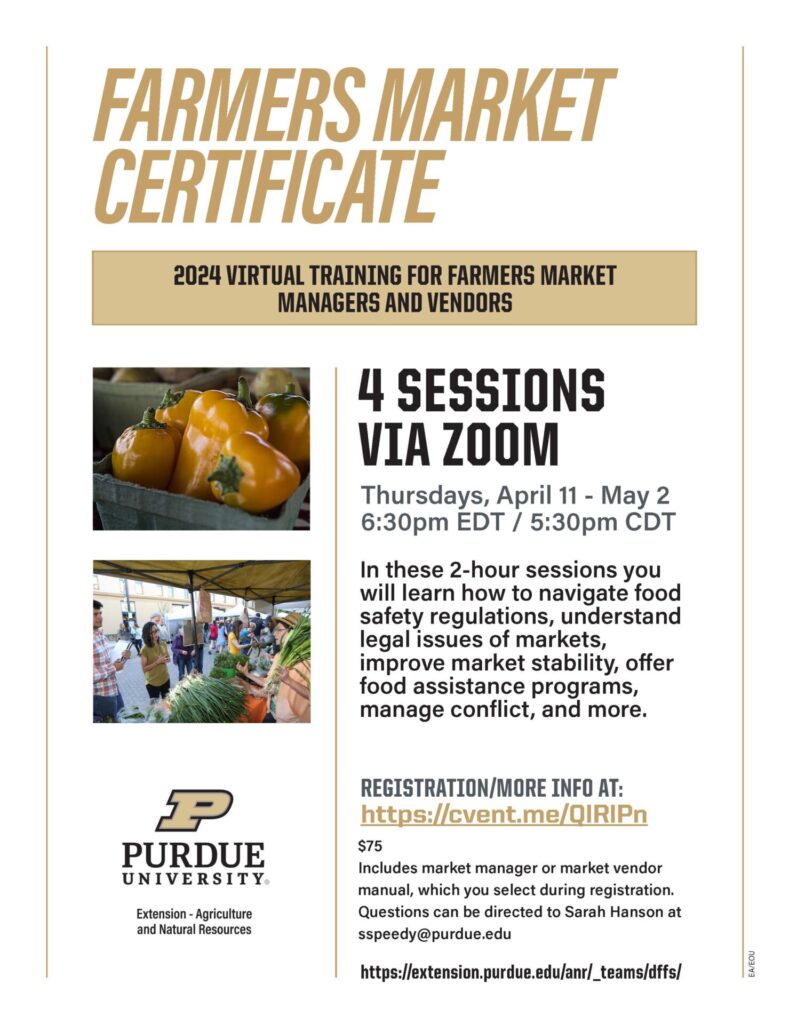 Farmers Market Certificate Program for Vendors and Managers flyer