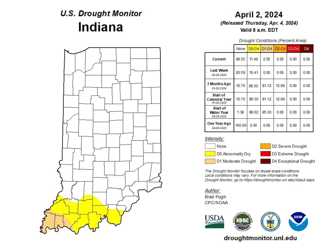 Figure 2. U.S. Drought Monitor reflecting conditions through April 2, 2024.