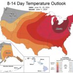 Figure 1: The National Weather Service's Climate Prediction Center's 8-14 day temperature outlook displays high confidence in above normal temperatures for the period June 19-25.