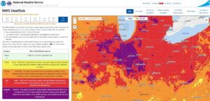 Figure 2. The National Weather Service's experimental HeatRisk product shows much of Indiana at risk of extreme heat on June 17. This means long-duration outdoor activity will negatively affect most people.