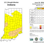 Figure 1. U.S. Drought Monitor map for Indiana based on conditions through June 27, 2024.