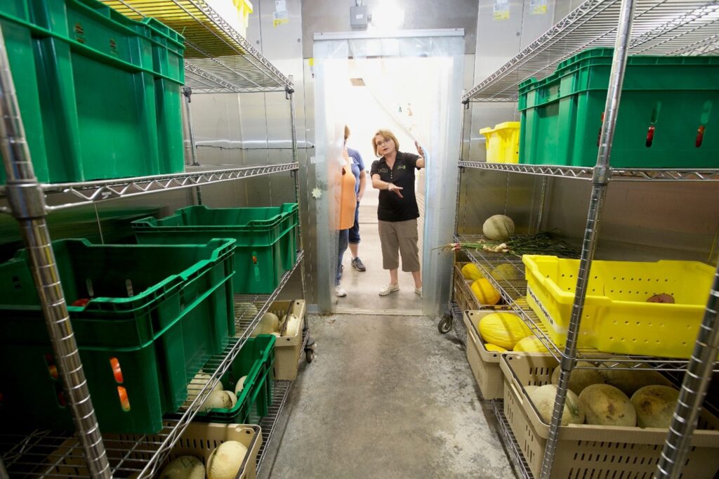 Figure 4. Cooling and storage areas should be cleaned and sanitized as needed and temperatures should be checked at least daily (Photo by Purdue Student Farm).
