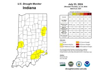Figure 1. U.S. Drought Monitor status for conditions as of Tuesday, July 23, 2024.