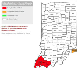 Figure 3: Indiana Department of Homeland Security Statewide Burn Ban Status Map.