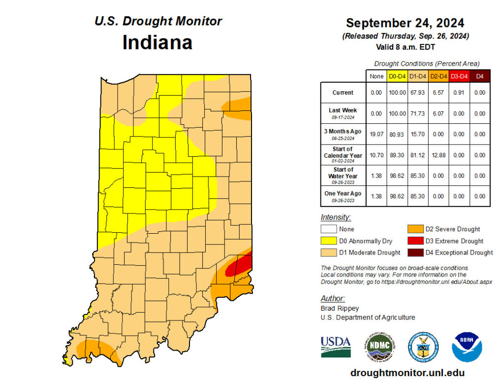 Figure 4. U.S. Drought Monitor considering data through Tuesday morning, September 24, 2024.