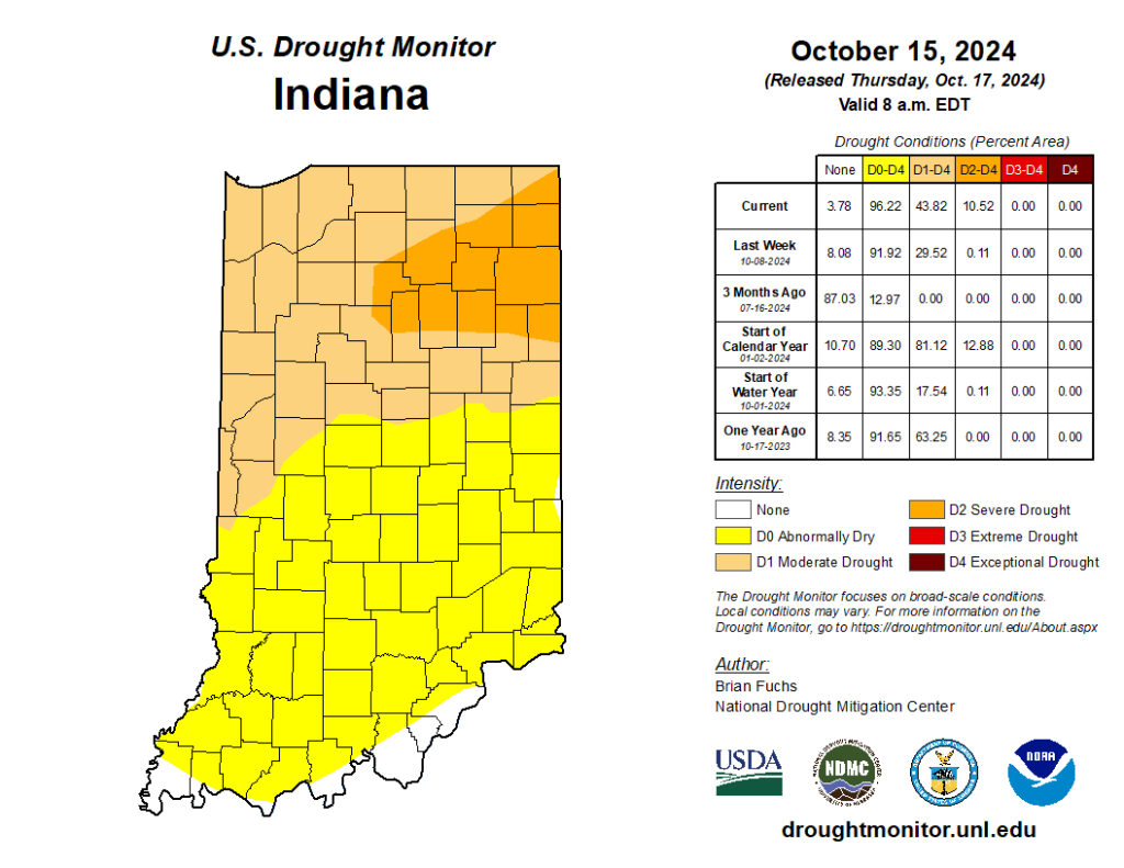 Figure 3. U.S. Drought Monitor conditions through October 15, 2024.