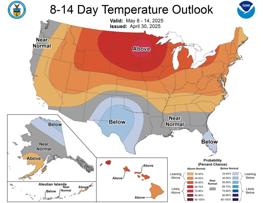 Temperature Outlook May 8-14 2025