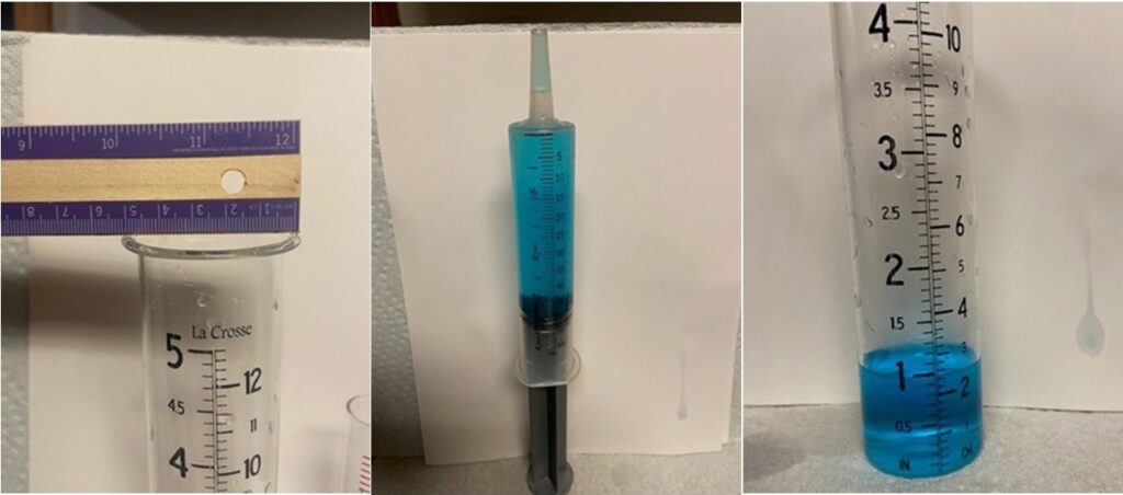 Figure 2. Follow these simple steps to check the accuracy of a rain gauge with a round opening (Photos by Brenden Kelley).