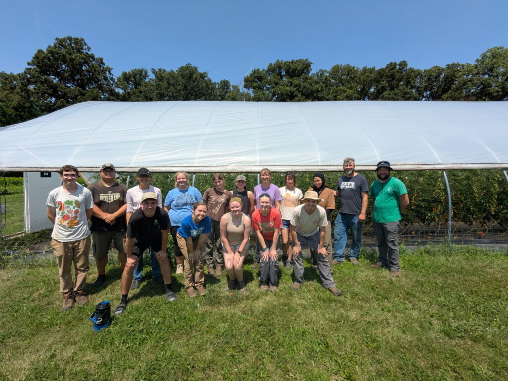 Figure 1. The Purdue Student Farm summer internship program provides opportunities for students to learn how a small farm operates and they participate in all the activities from seed to market (Photo by Chris Adair).